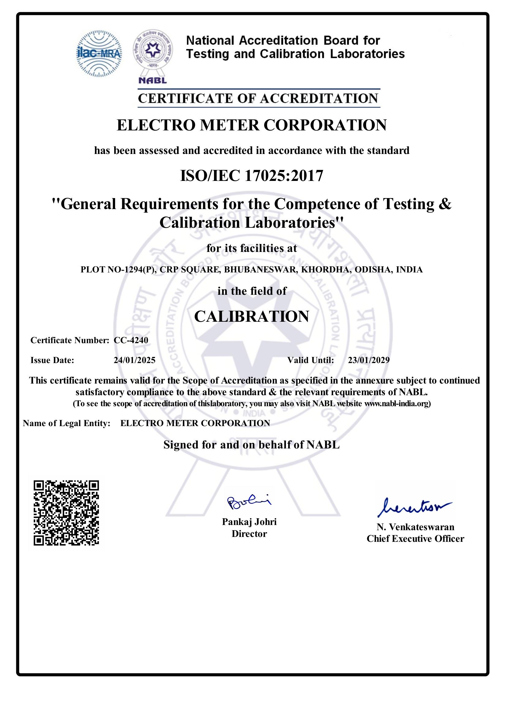 NABL Certificate CC-4240